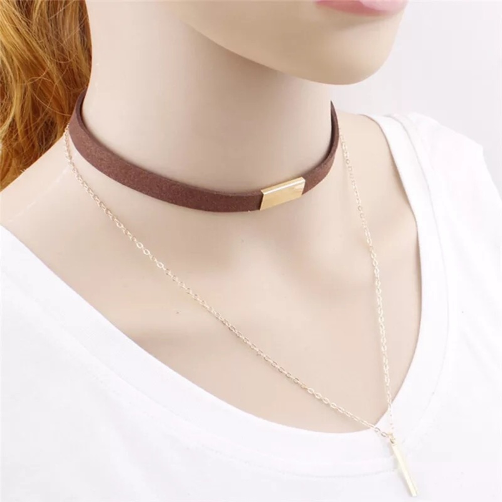 🎉 New Brown Choker Dangle Necklace